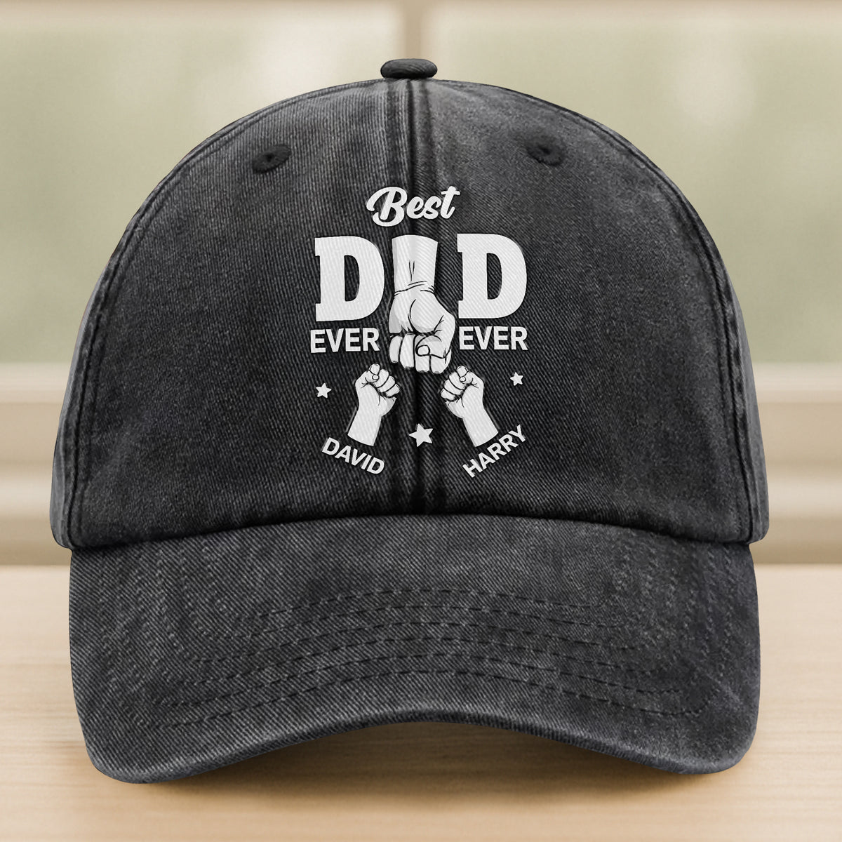Personalized Cap - Best Dad Ever Ever Washed Denim Baseball Cap HA75 892476