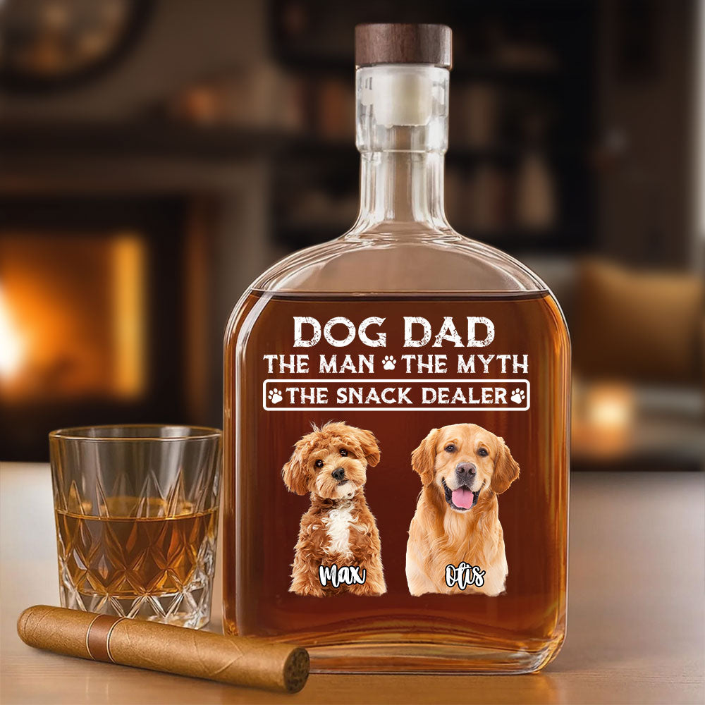 The Man The Myth The Snack Dealer Custom Photo Dog Dad Whiskey Bottle CH07 895964