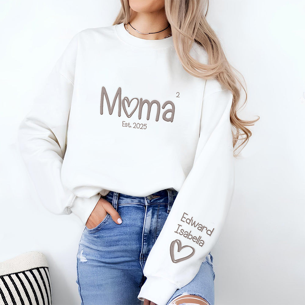 Custom Name Mom And Kid For Mom Sleeve Embroidered Sweatshirt TH10 892757