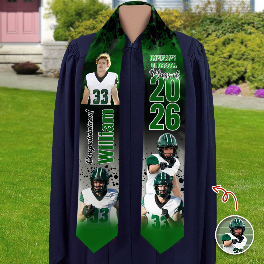Custom Photo Class of 2026 Graduation Stole Football Graduation Sash CH07 910178