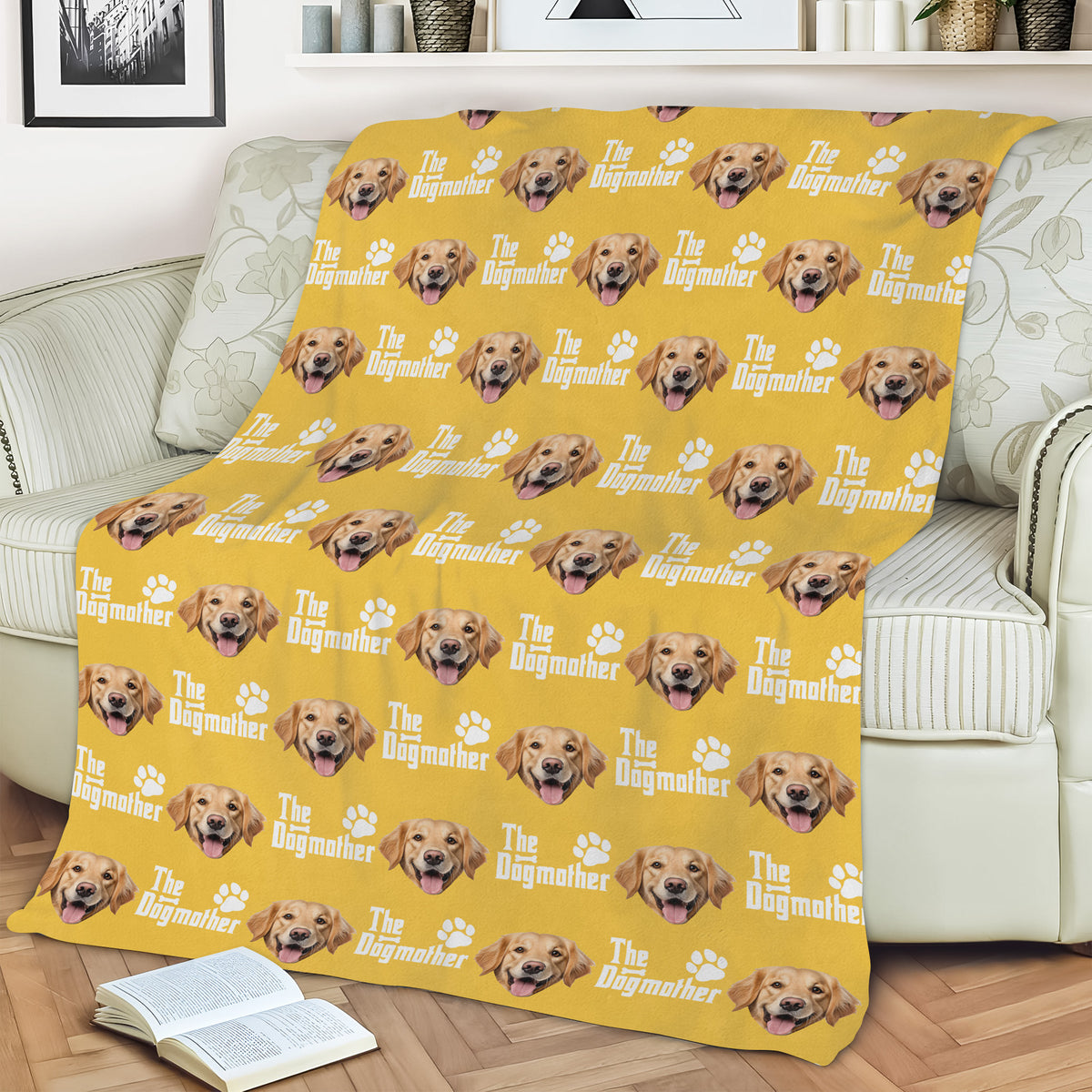 Custom Puppy Photo The Dog Father With Pawprints Design - Personalized Blanket LM32 897281
