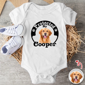 Protected By Human Dog Photo Ver 2 - Personalized Baby Onesie LM32 895019