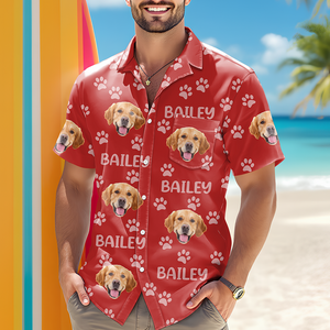 Custom Photo Funny Pet Face Pattern Dog Cat Family Hawaii Shirt HA75 892312
