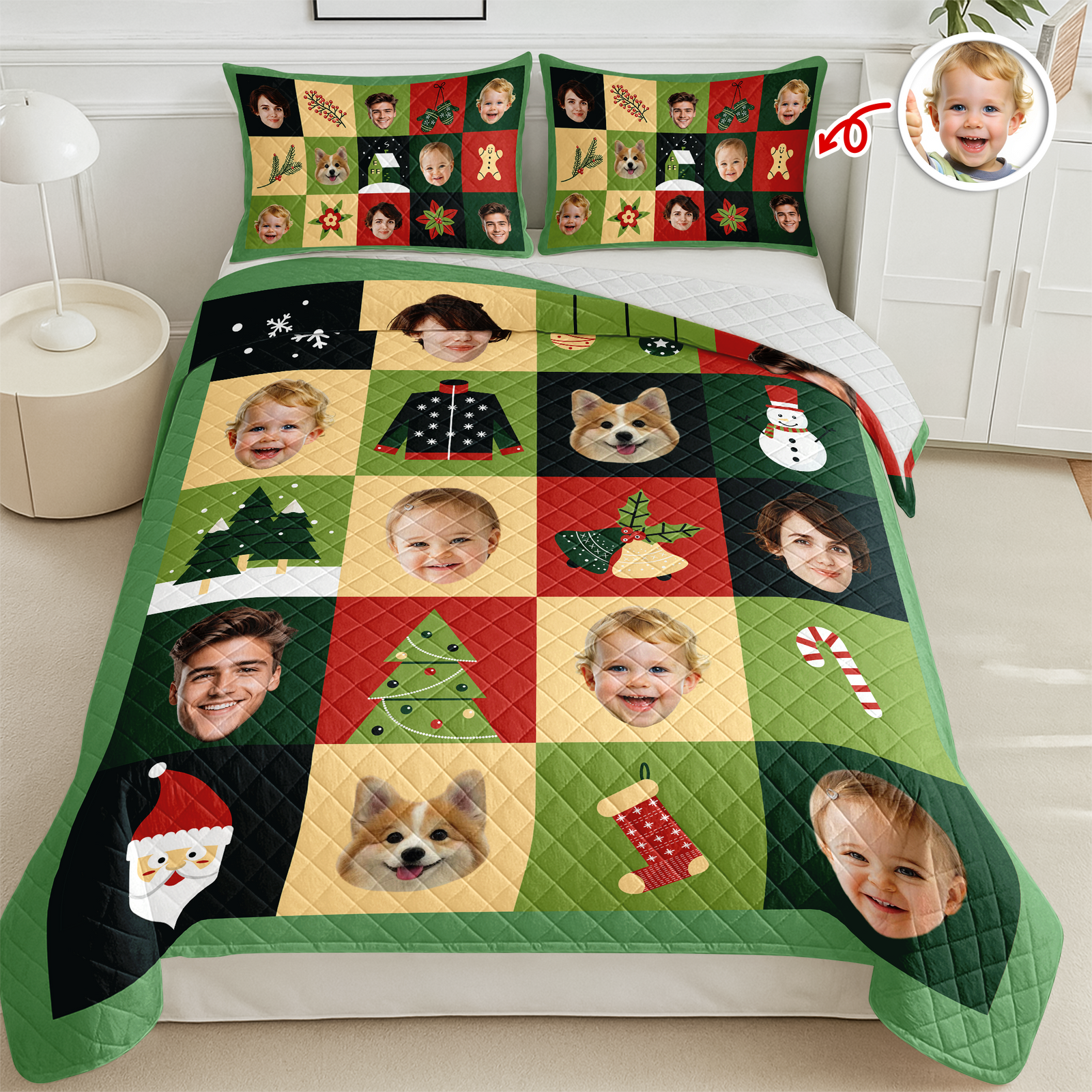 Funny Custom Face Family Christmas Pattern Bedding Set CH07 899902