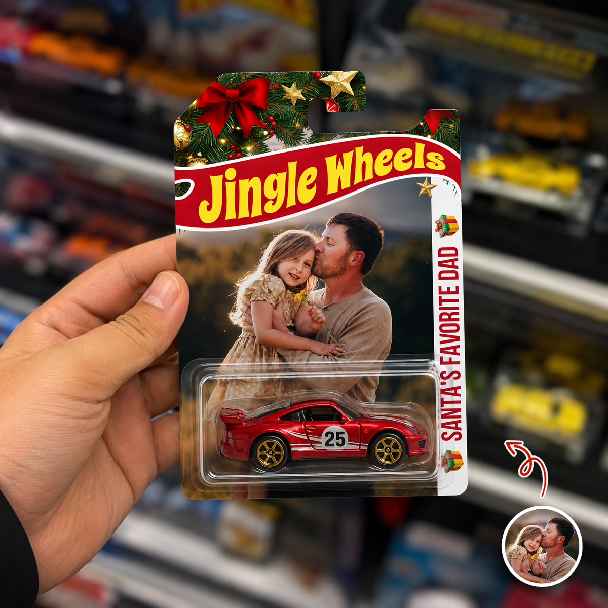 Custom Photo Jingle Wheels Packaging for Dad, Xmas Custom Collector Gift CH07 180334