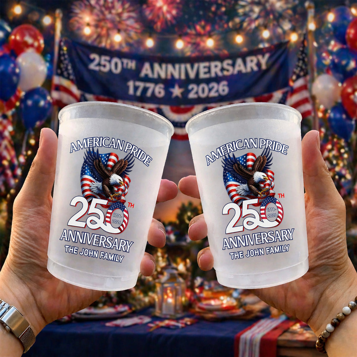 Custom Family Name America Pride 250th Anniversary 1776-2026 Cups For Party HO82 902252