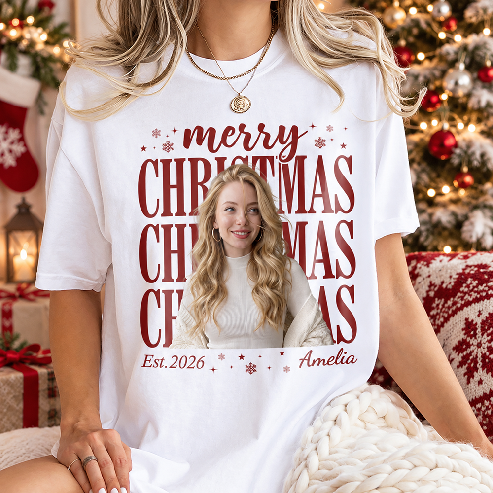Custom Photo Merry Christmas Shirt, Personalized Holiday Gift For Family TH10 171123