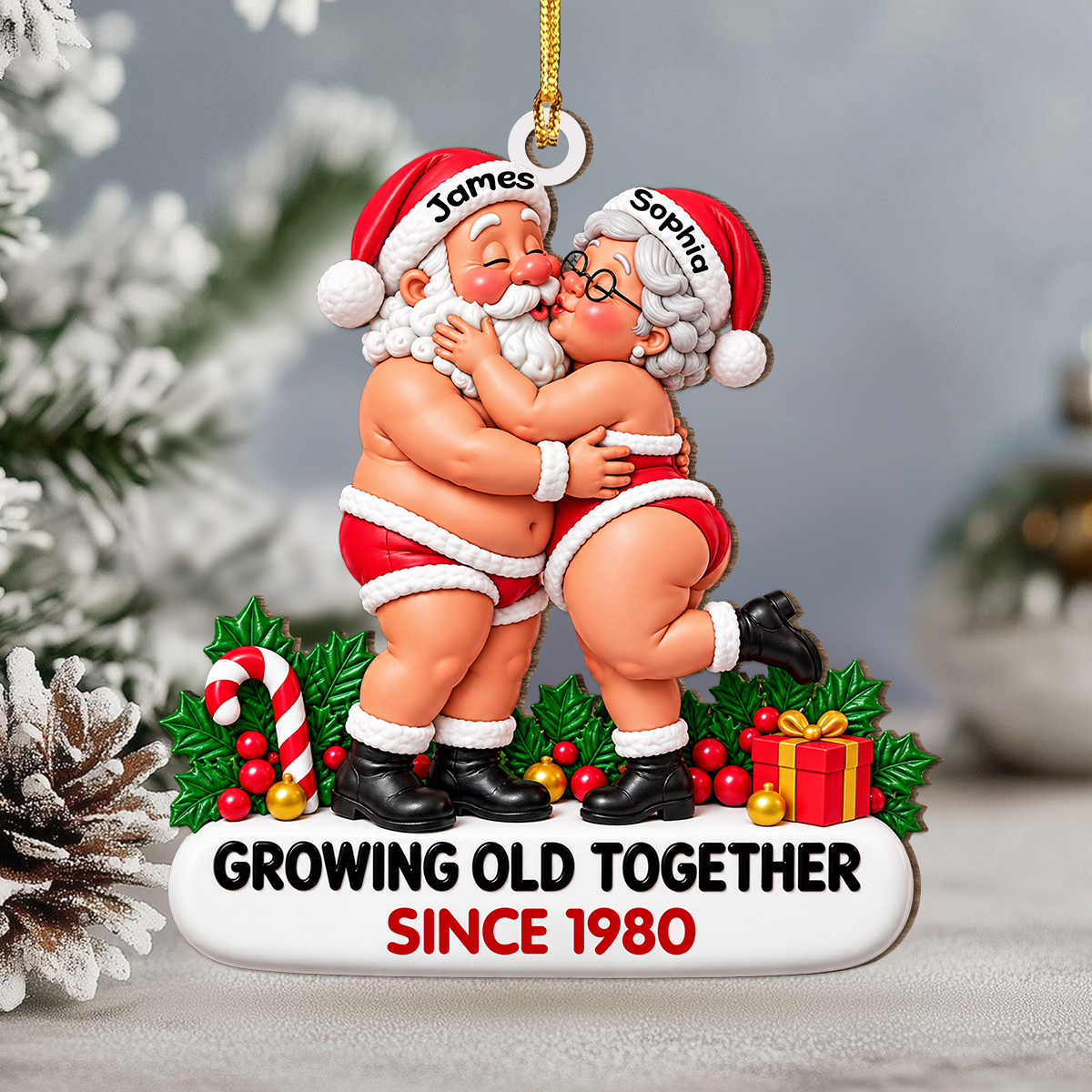 Personalized Growing Old Together Couple Wood Ornament, Christmas Keepsake HA75 919510