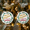 Custom Family Name Merry Christmas Ceramic Ornament TH10 171531