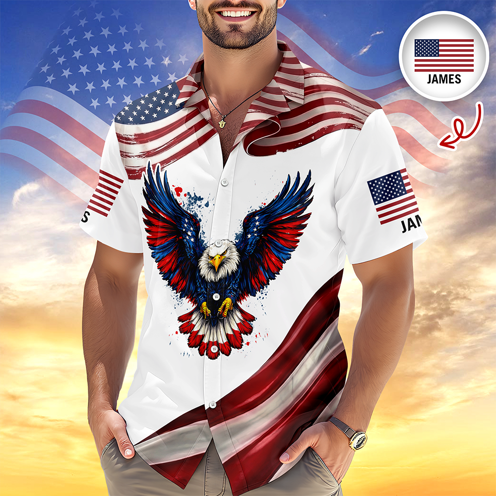 Custom Name USA 250th Anniversary Eagle Hawaii Shirt - Personalized Patriotic America 1776-2026 HO82 902082