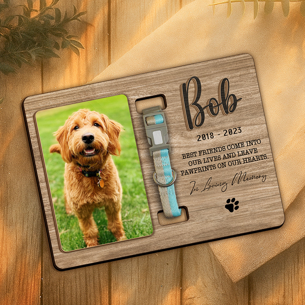 Custom Dog Photo Forever In My Heart Memorial 2-Layers Wooden Collar Sign LM32 893791