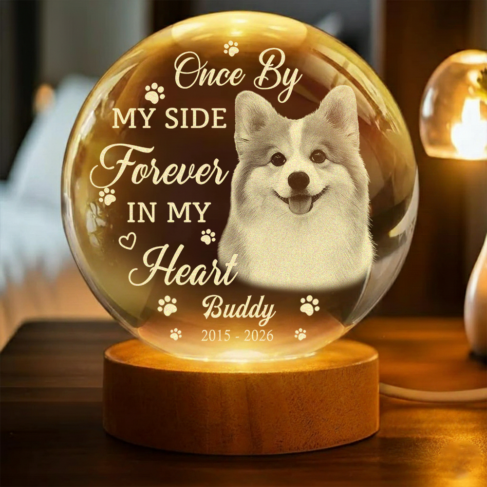 Custom Photo Memorial Once By My Side Forever In My Heart Engraved Crystal Ball LED Night Light HO82 901418