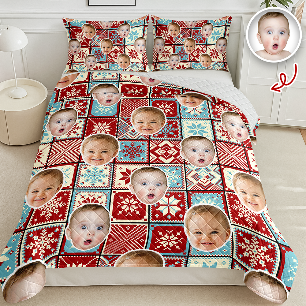 Custom Christmas Family Photo Bedding Set CH07 899936
