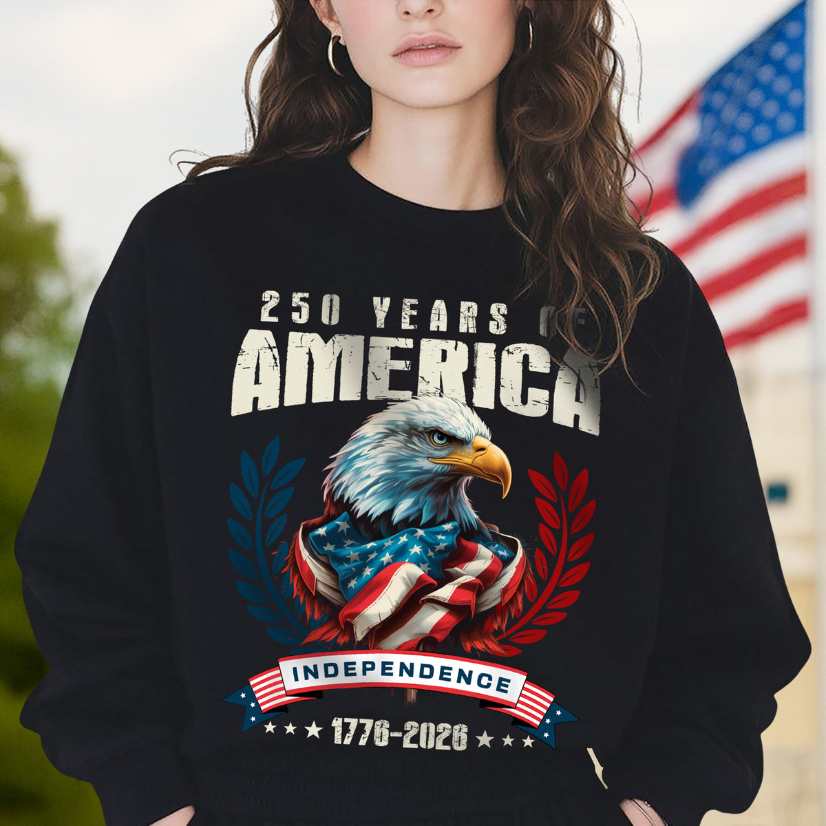 America 250 Years Eagle Independence Day Patriotic Dark Shirt LM32 895255