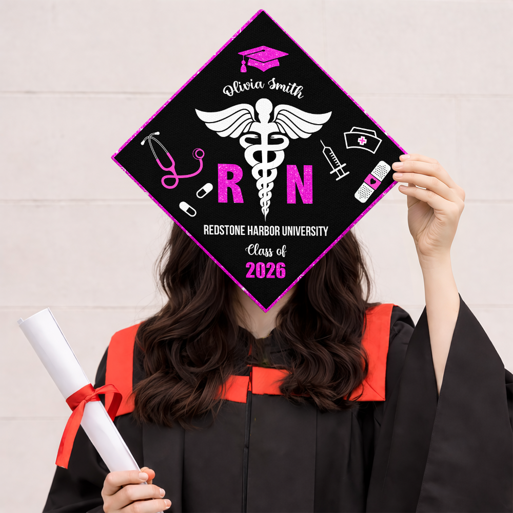 Personalized Nurse Class of 2026 RN Grad Graduation Cap Topper CH07 910892