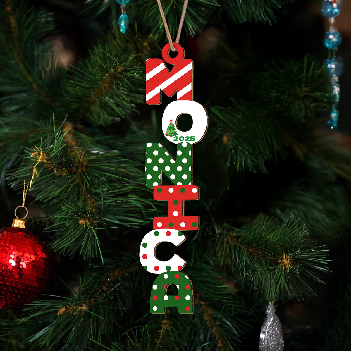 Personalized Name Letter Christmas Wood Ornament Family Gift HA75 897850