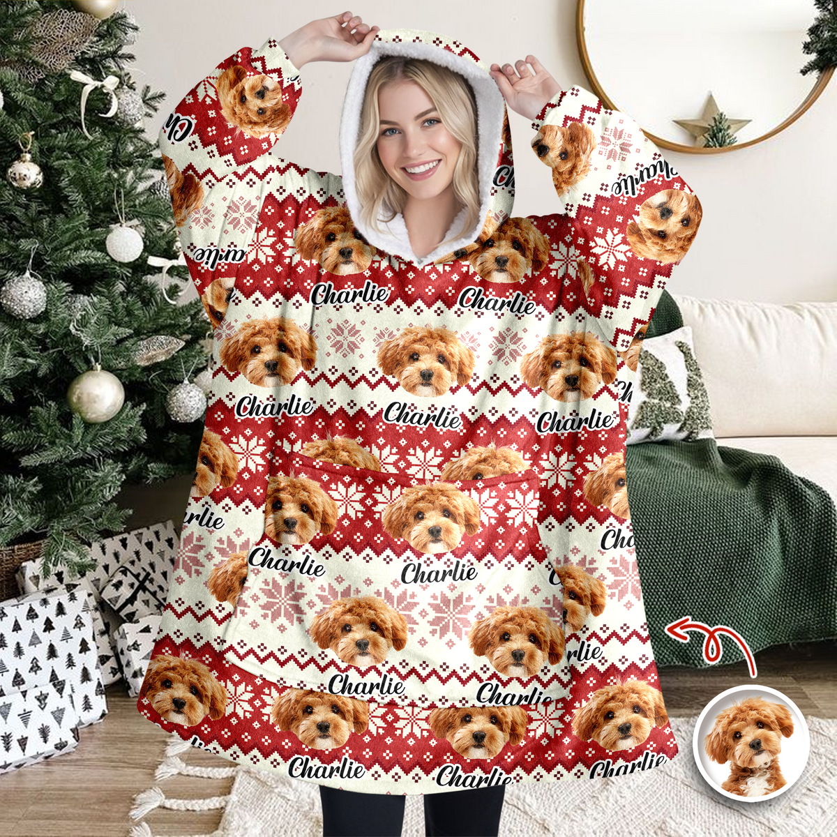 Custom Photo Have A Pawsome Christmas - Dog & Cat Hoodie Blanket HA75 898294