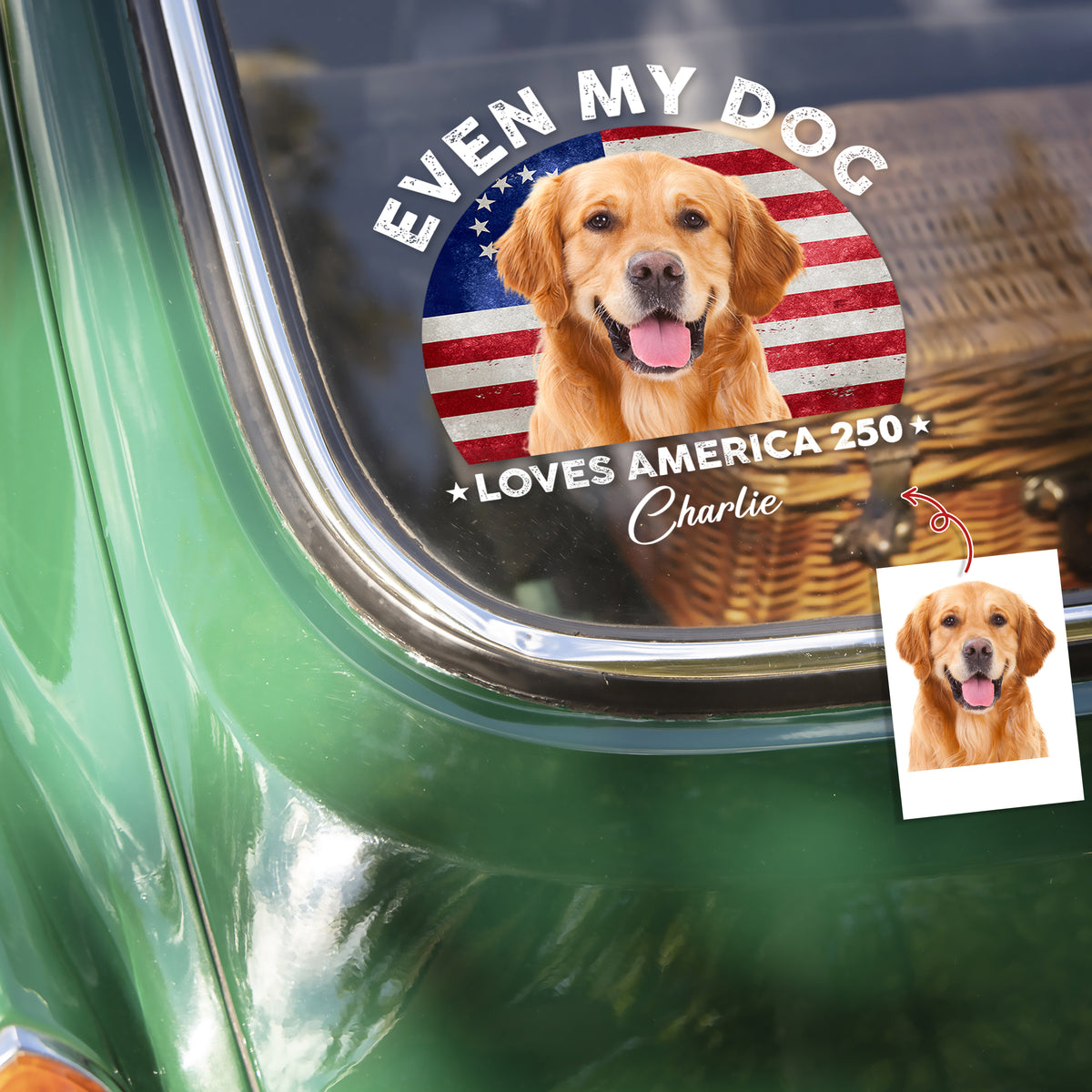 Custom Photo Even My Dogs Love America 250 Sticker HO82 900450