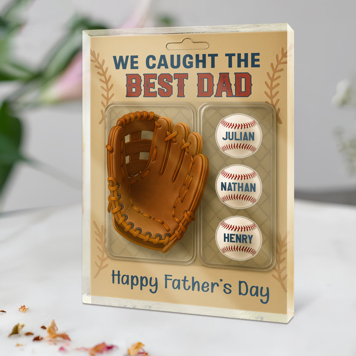 We Caught The Best Dad Grandpa Baseball & Glove Figures Style Acrylic Block Plaque Personalized Gift For Father's Day HO82 893764