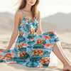 Custom Dog Photo Hawaiian Style Women's V-Neck Cami Maxi Dress For Summer Beach Holiday HO82 893590