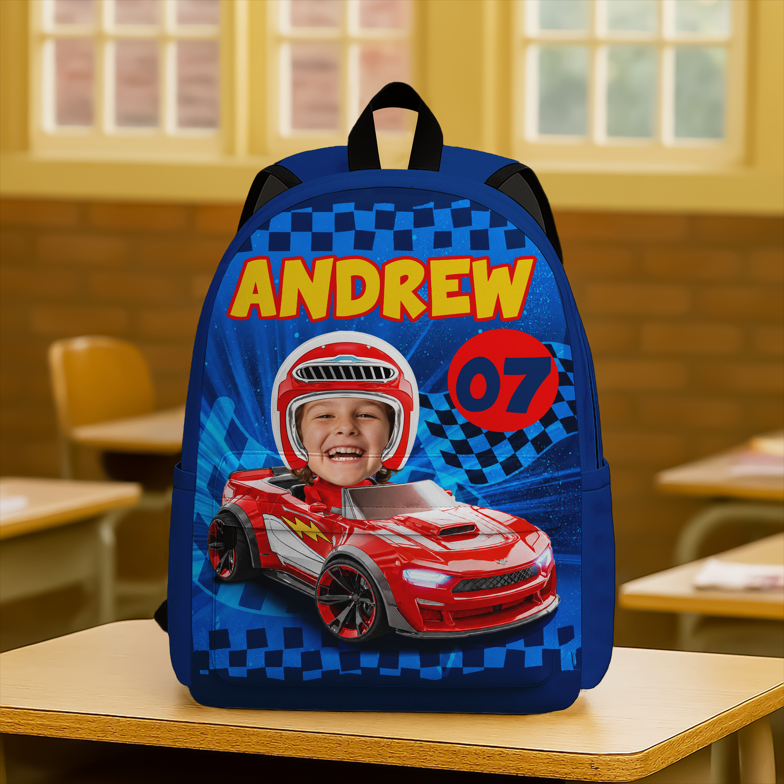 Custom Kid Photo Racing My Own Way Personalized Backpack HA75 921638