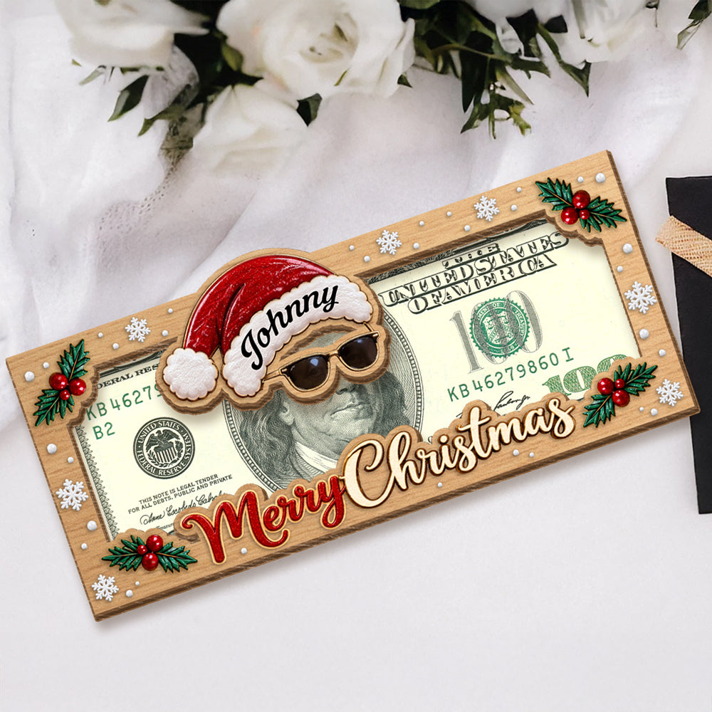 Funny Customized Christmas Santa Cash Wood Money Holder Gift Box For Holiday CH07 180872