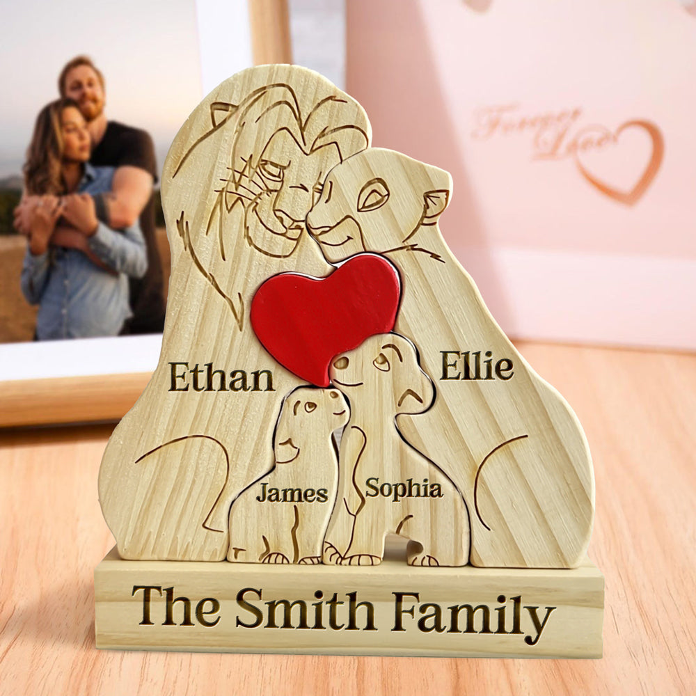 Custom Lion Family Shaped Wooden Puzzle Father's Day Gift LM32 893505