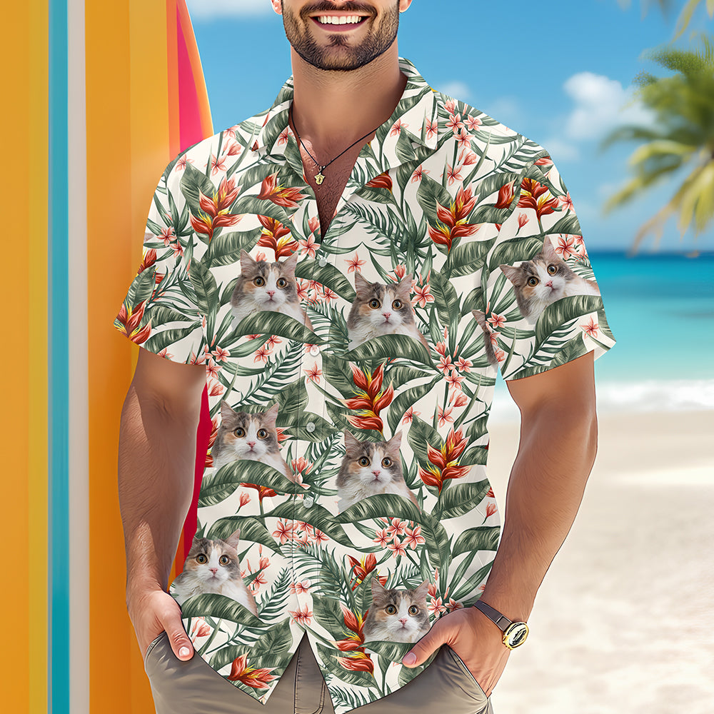 Custom Cat Photo In The Air Hawaii Shirt Gift For Cat Lovers HO82 893836