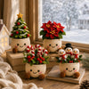 Christmas Plant Pot Crochet, Snowman Poinsettia Mini Xmas Holiday Decor Gift LM32 670261