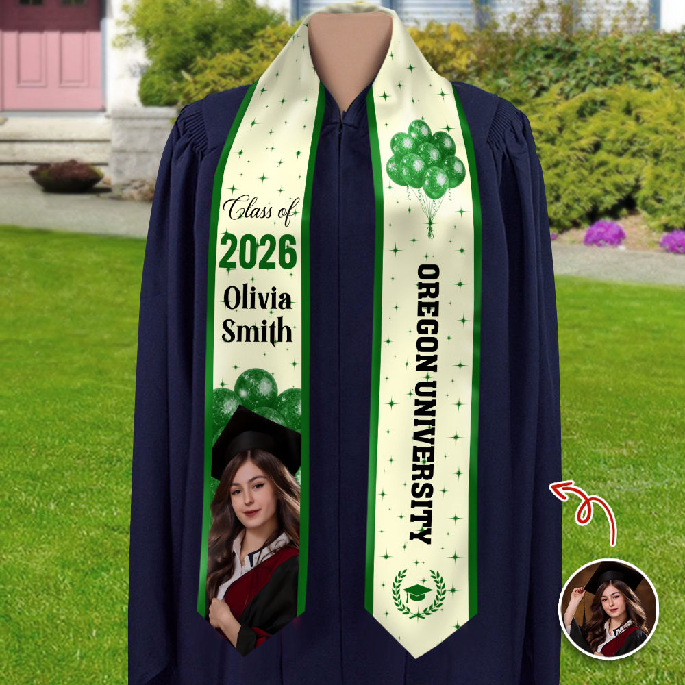 Custom Photo Class of 2026 - Balloon Design Graduation Stoles LM32 899153