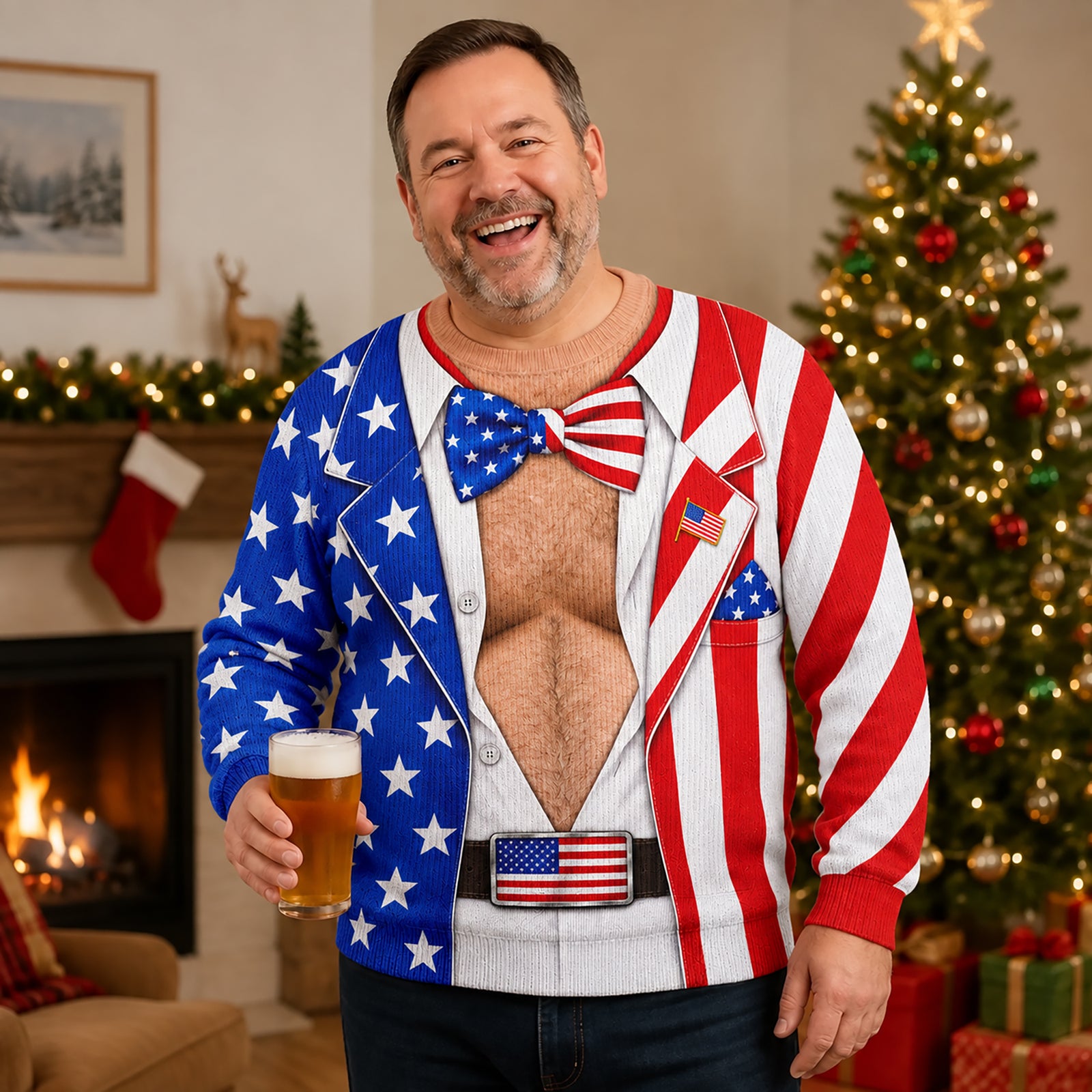 Custom Funny US 250th Anniversary Patriotic Ugly Sweater, America Flag Christmas Gift HA75 919270
