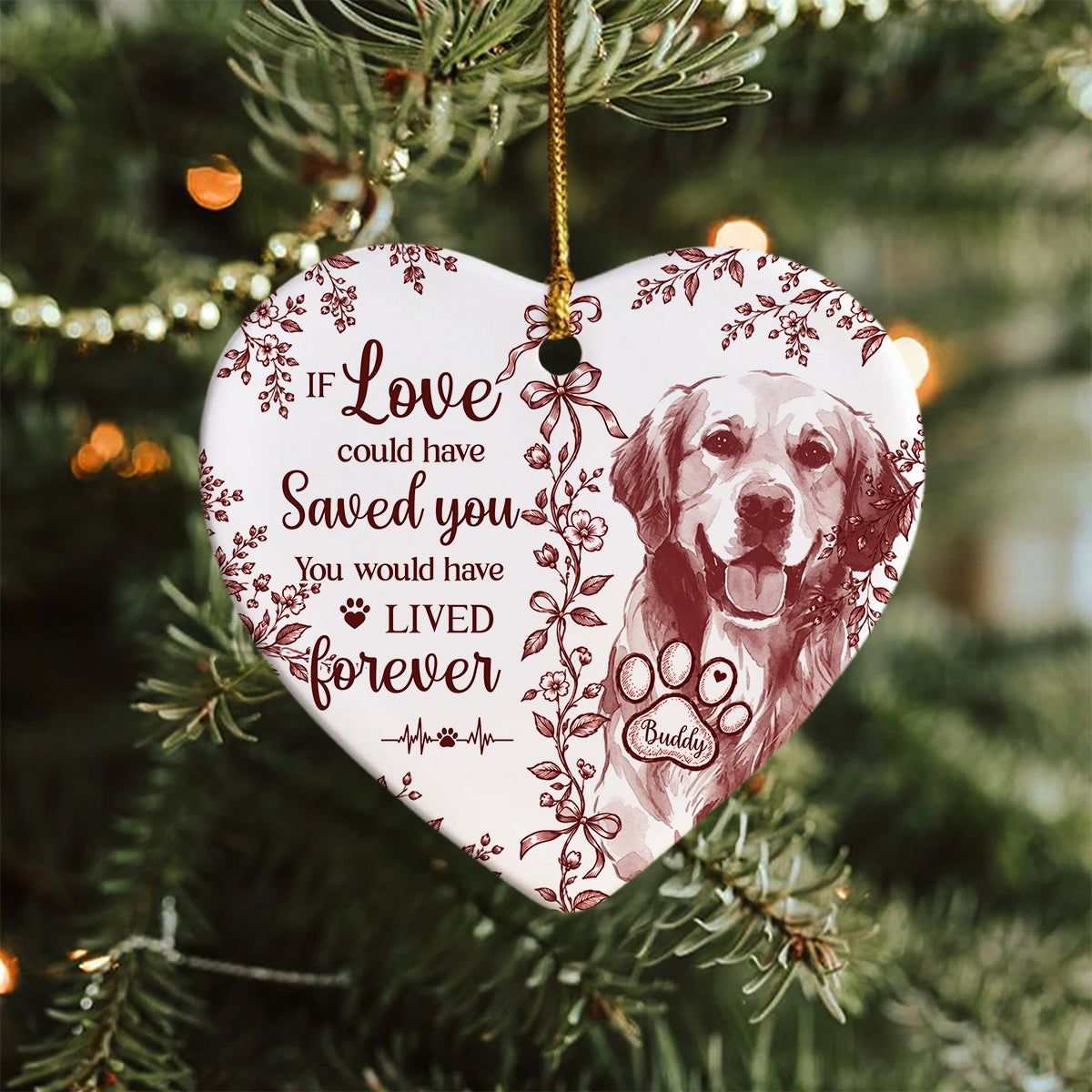 Custom Photo Dog Cat Memorial Heart Shaped Ceramic Ornament HA75 919454