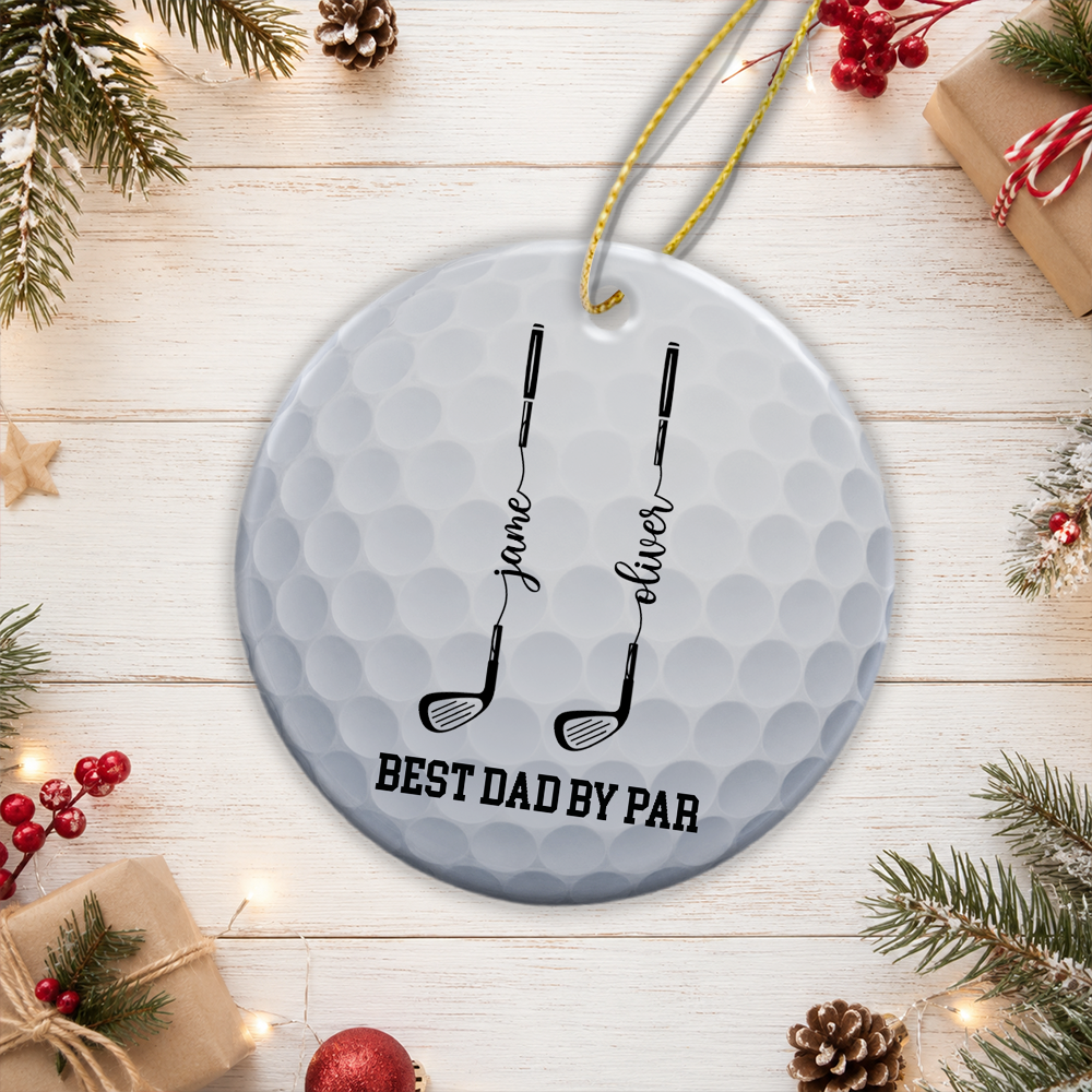 Custom Name Best Grandpa By Par Ceramic Ornament, Personalized Golf Gift For Grandpa HO82 903624