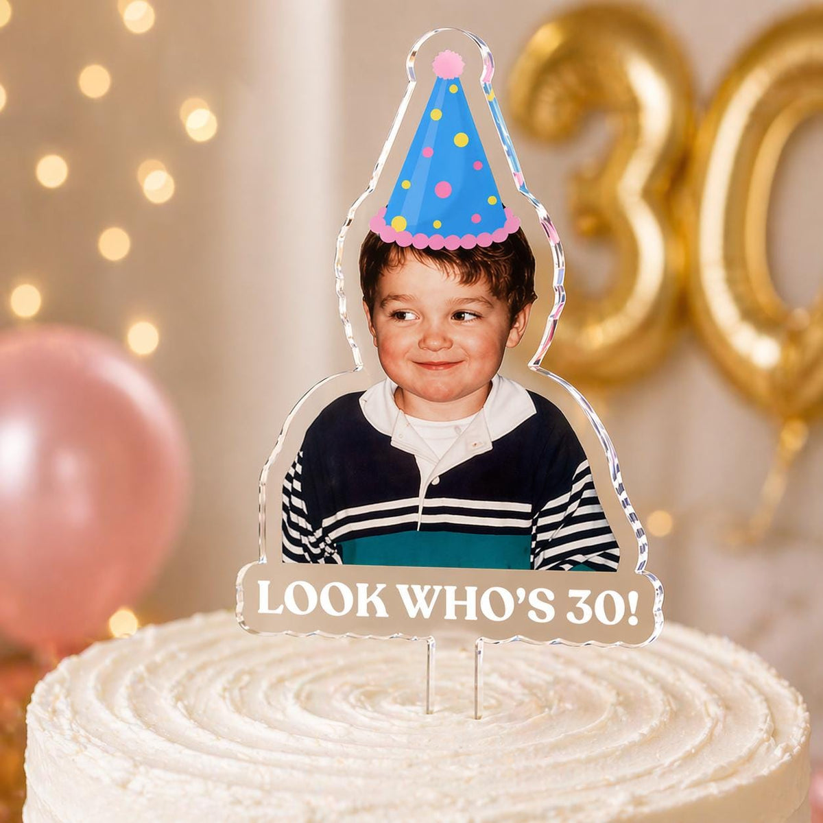 Custom Funny Photo Look Who's 30th 40th 50th Birthday Acrylic Cake Topper LM32 899915