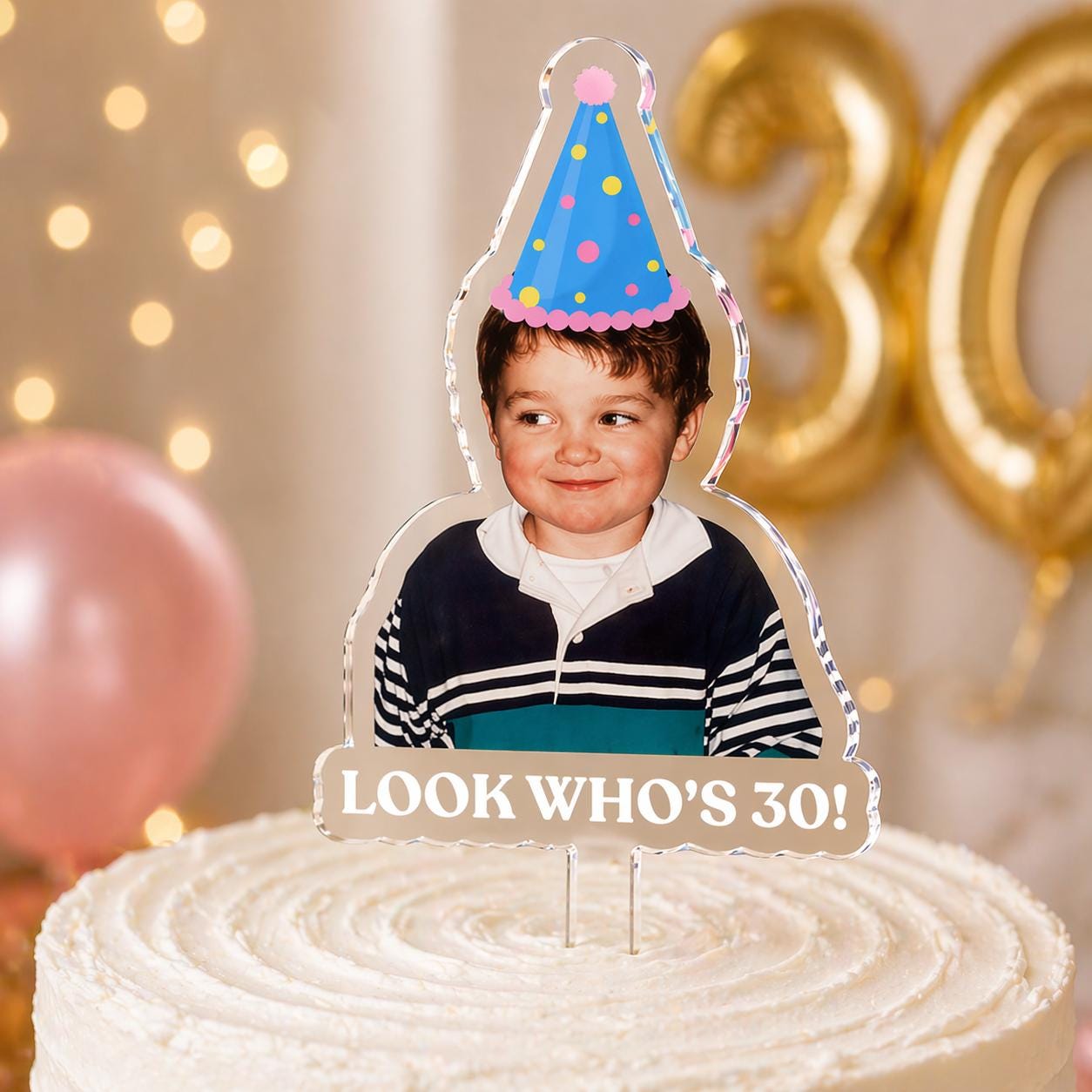 Custom Funny Photo Look Who's 30th 40th 50th Birthday Acrylic Cake Topper LM32 899915