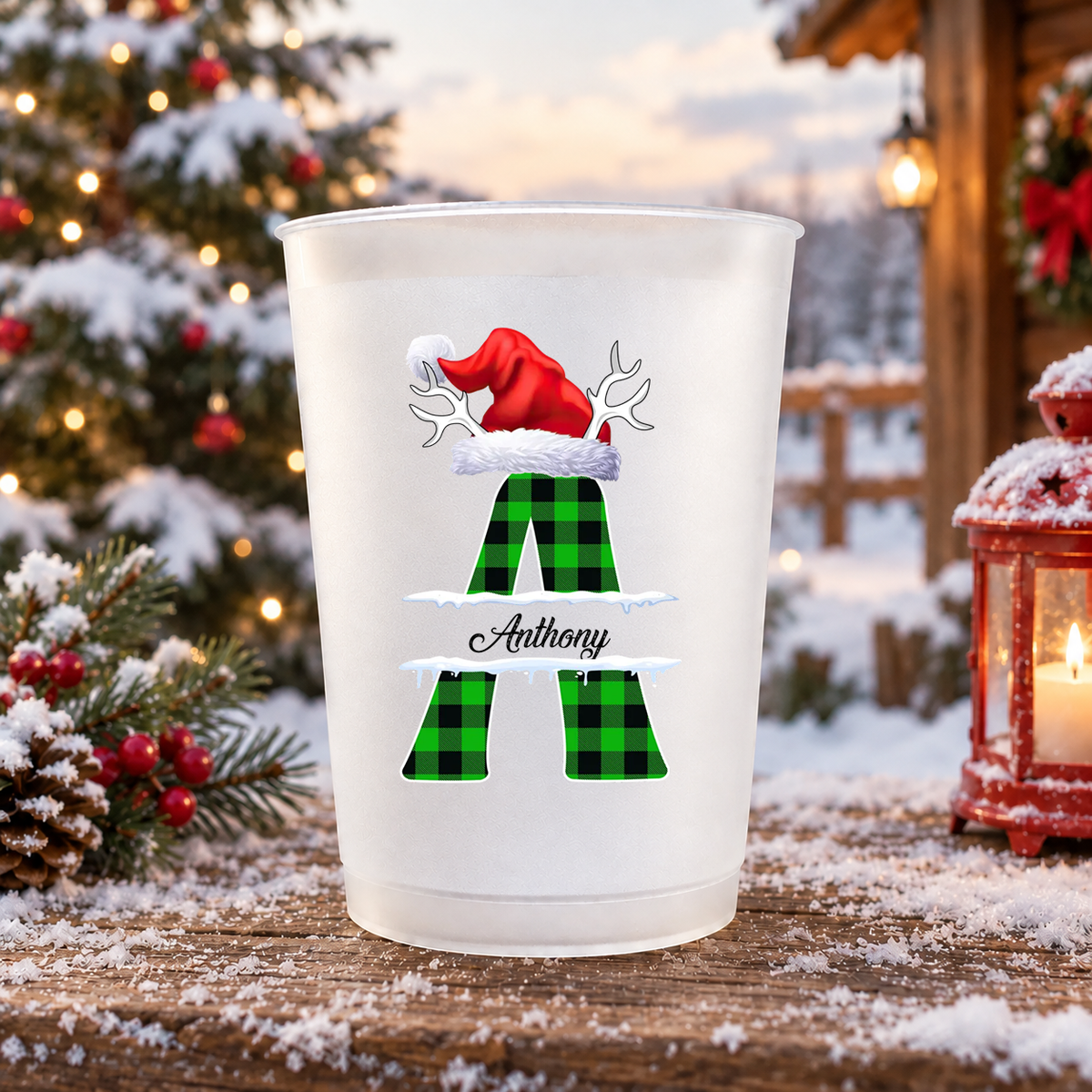 Custom Name Initial Letter Christmas Monogrammed Family Cups TH10 171377