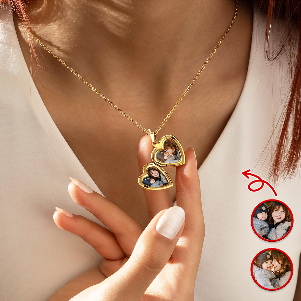 Custom Photo And Name Heart Locket Necklace Gift For Mom Mother's Day TH10 898925