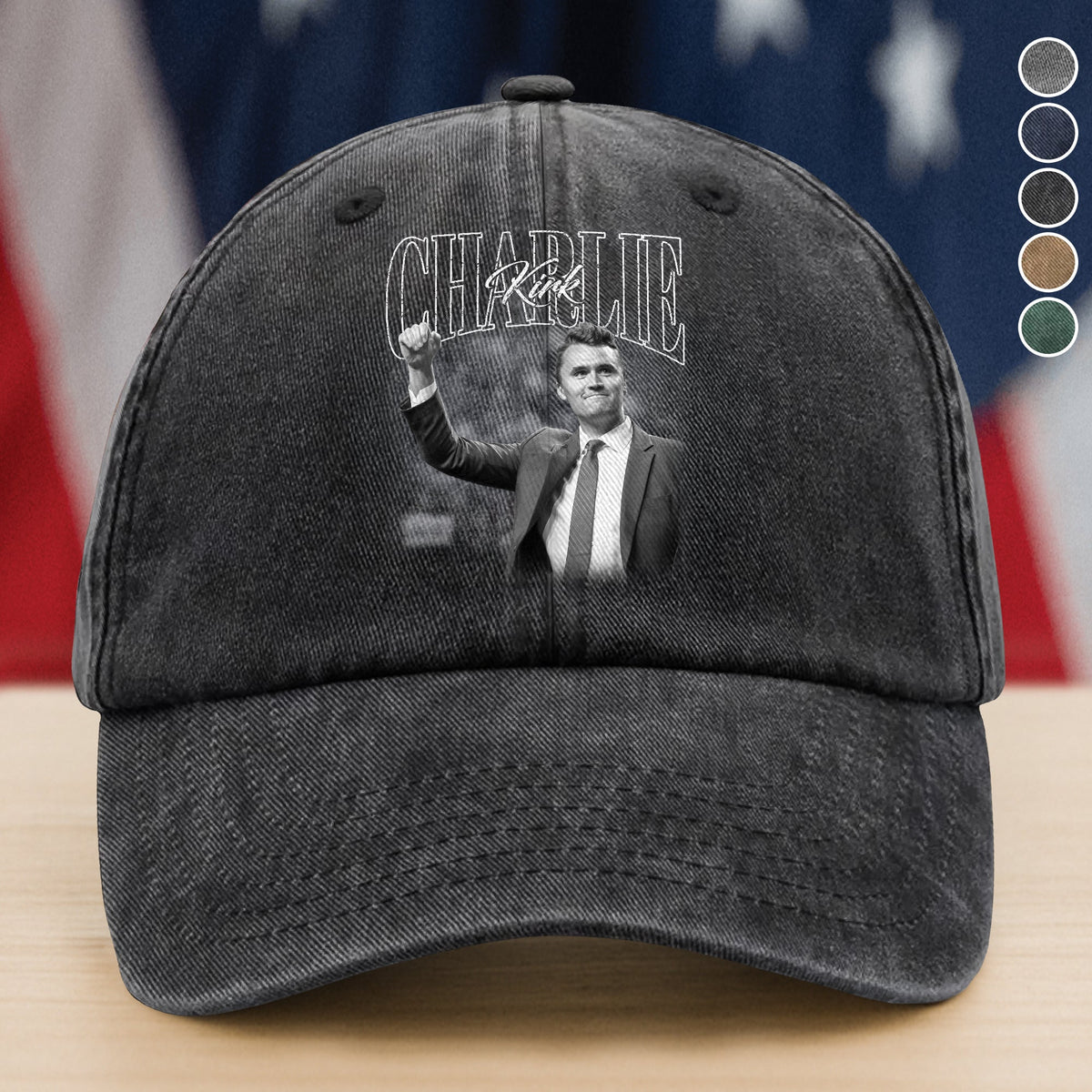 Charlie Kirk A True Hero Retro Style Washed Denim Baseball Cap HO82 65786