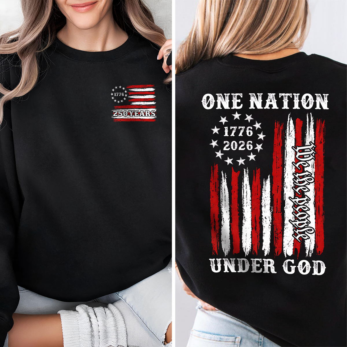 One Nation Under God We The People America Front & Back Dark Shirt TH10 169295