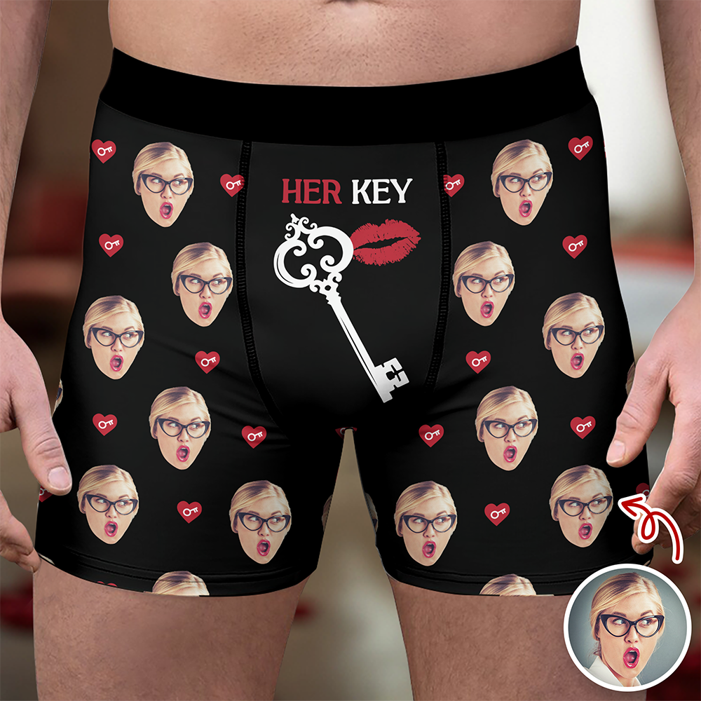 Custom Photo Her Key Man's Boxer, Valentine's Day Birthday Gift for Him HA75 898732
