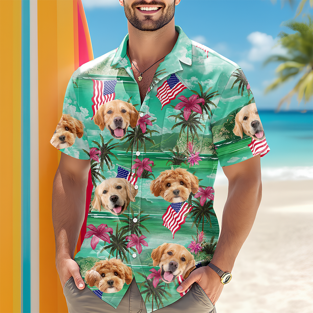 Custom Photo My American Spirit Hawaiian Shirt - Gift For Family Members, Pet Owners, Pet Lovers LM32 893639