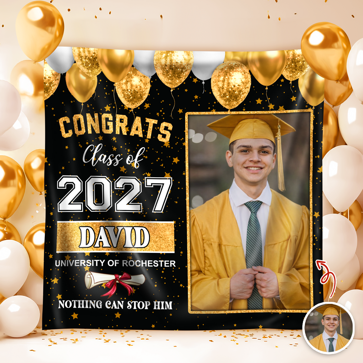 Custom Photo Congrats Class of 2026 Backdrop For Grad Party Decorations CH07 910864