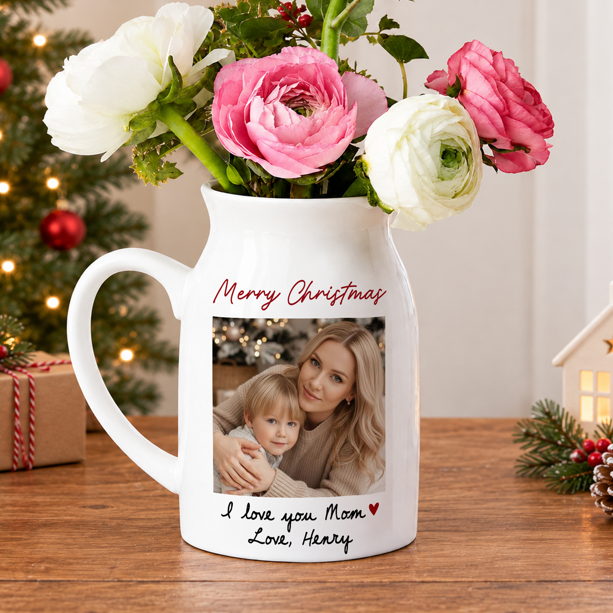 Custom Photo I Love You Mom Flower Vase Christmas Gift LM32 670045