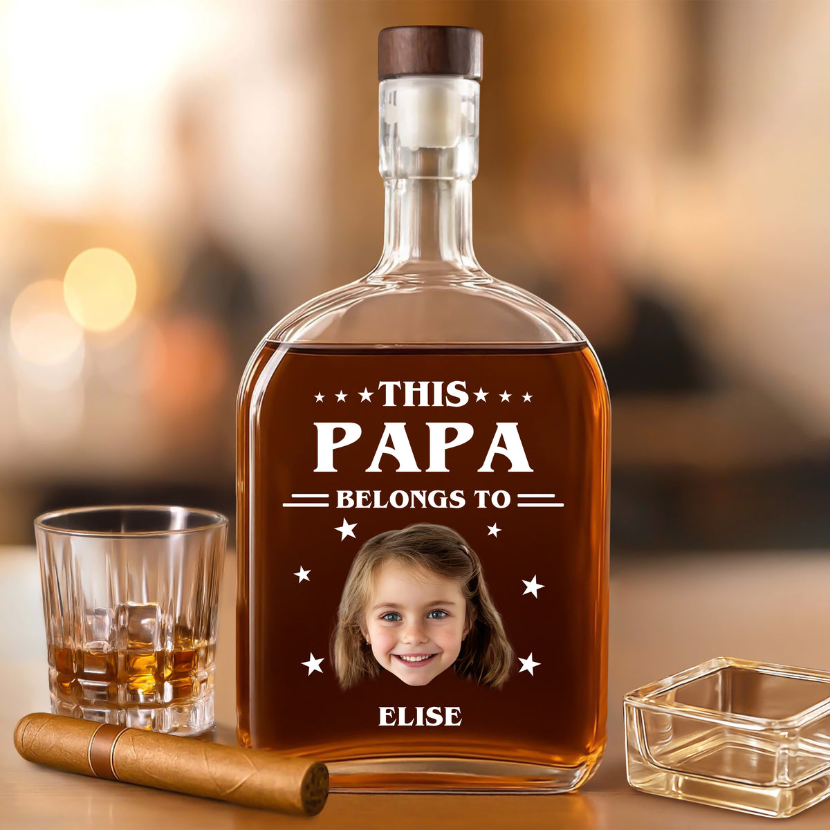 This Papa Is Powered By Love - Family Personalized Custom Whiskey Bottle - Father's Day, Gift For Dad, Grandpa HO82 894076