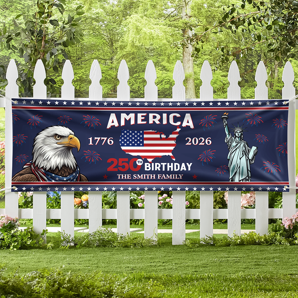 Custom Family Name American 250th Birthday 1776-2026 Banner HA75 920904