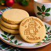 Personalized Family Name Christmas Cookie Stamp – Cute Penguin, Snowman & Reindeer Holiday Baking Stamp CH07 181096