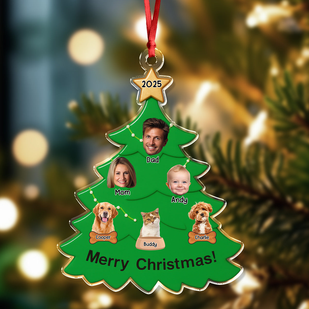 Custom Family Photo Christmas Tree Acrylic Ornament TH10 894835