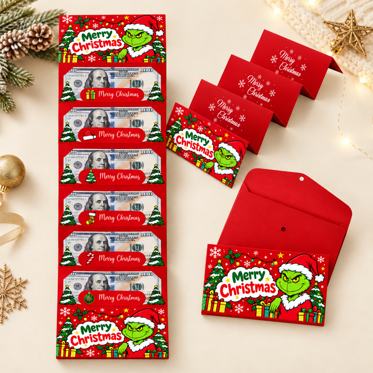 Grinch Christmas Cash Gift Envelopes Funny Money Holder for Family & Friends LM32 670321