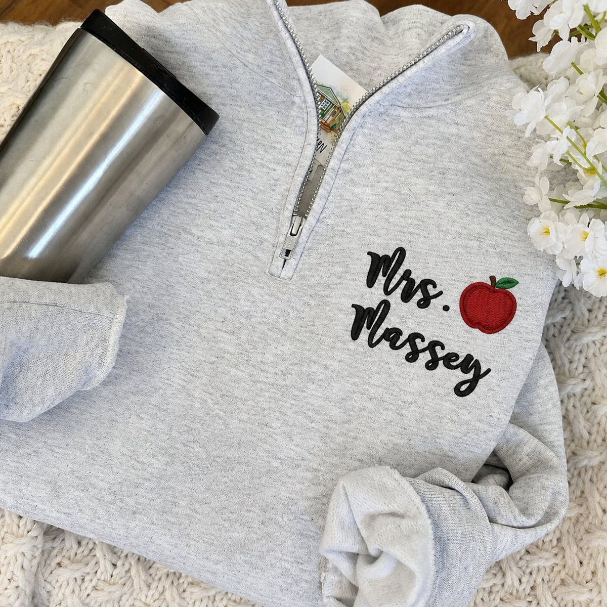 Personalized Teacher Name Embroidered Teacher Quarter Zip Sweatshirt CH07 911984