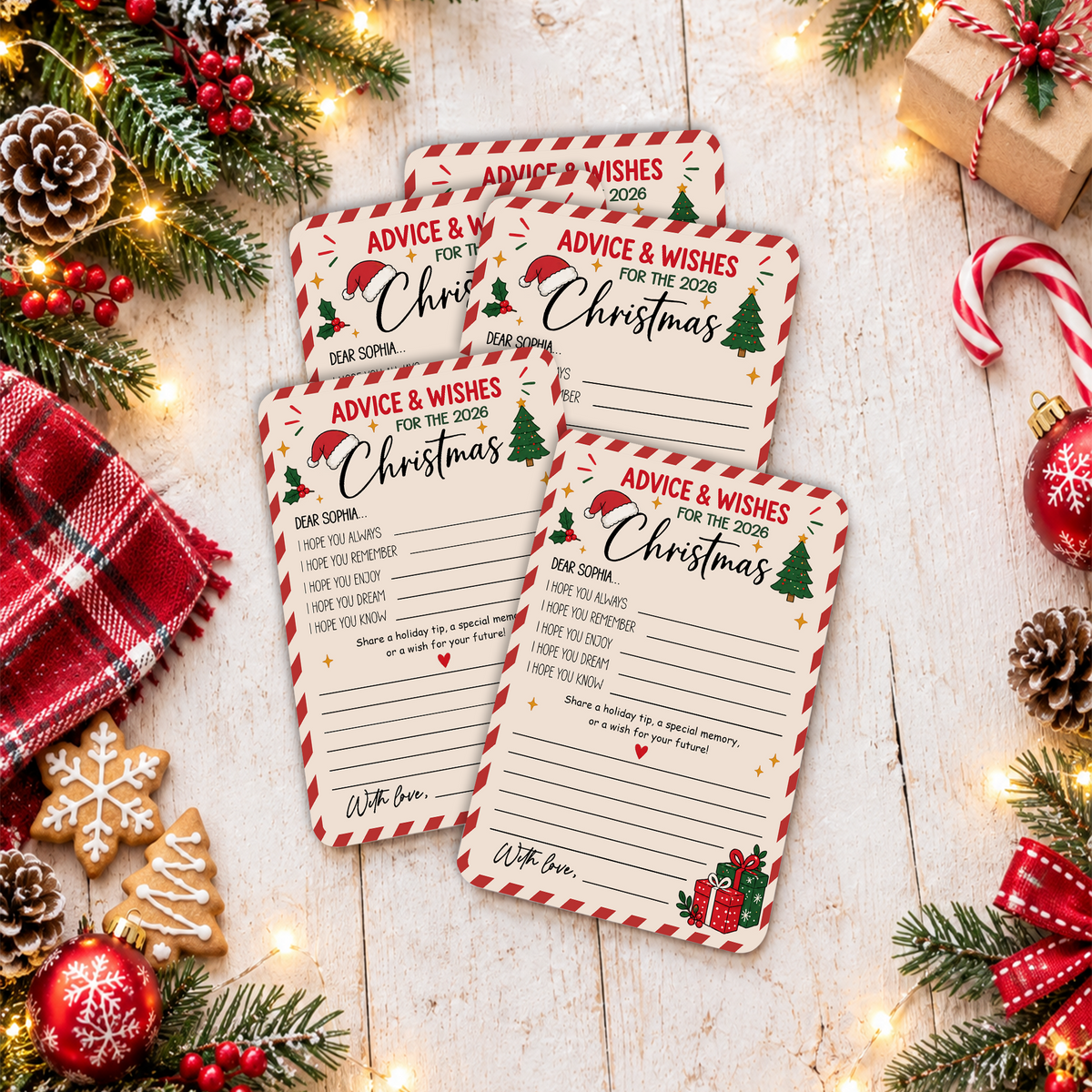 Set of 12 Christmas Wishes Cards - Advice Cards for Christmas gift LM32 670043